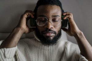 A guy listening to music